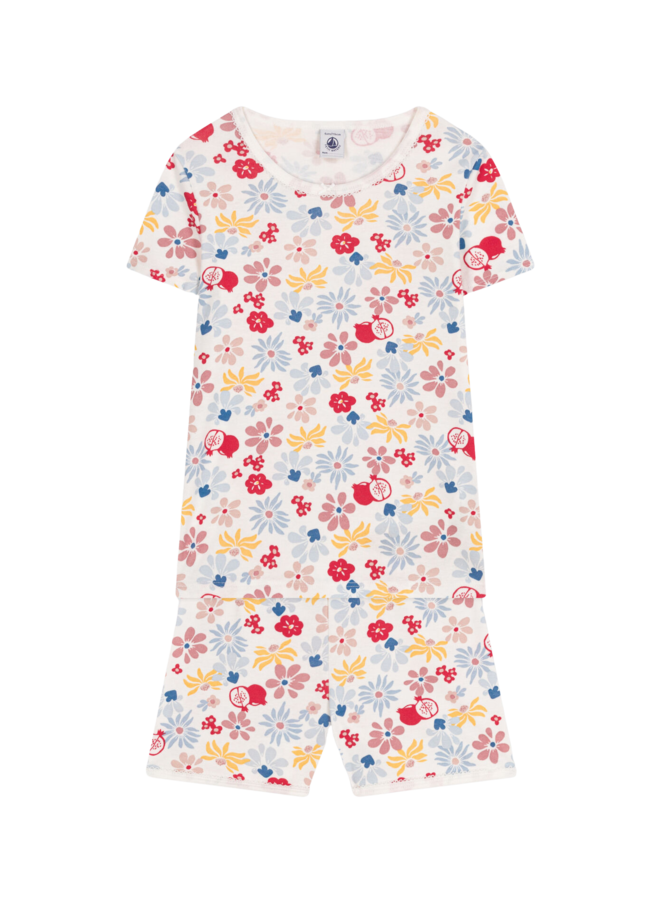 Petit Bateau kurz Pyjama creme mit Print allover Früchte