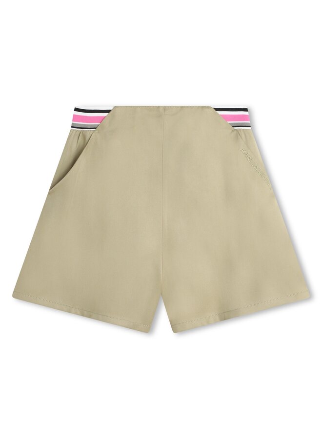 KARL LAGERFELD KIDS Shorts beige schwarz Kleid mit RV und Reverskragen