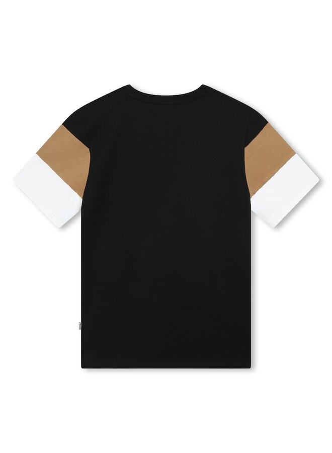 BOSS Kids Kurzarm T-Shirt Farbblock  mehrfarbig mit Logo