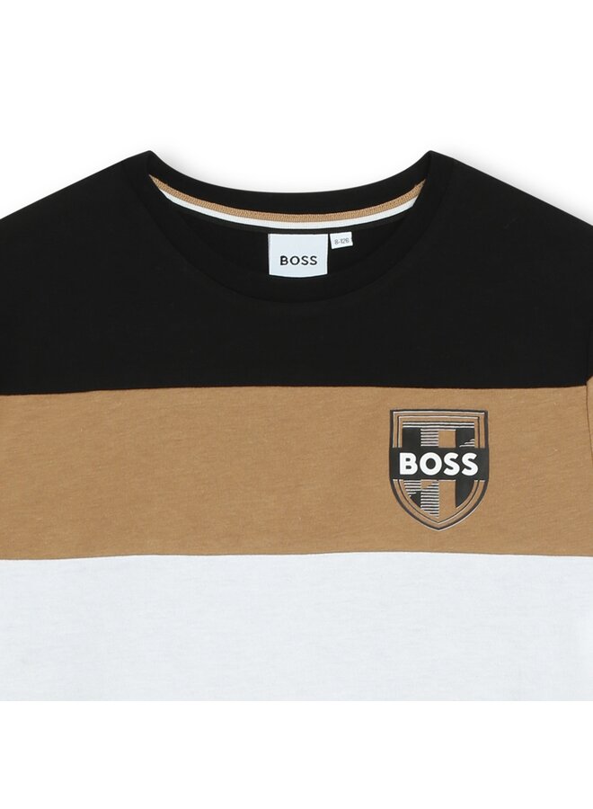 BOSS Kids Kurzarm T-Shirt Farbblock  mehrfarbig mit Logo