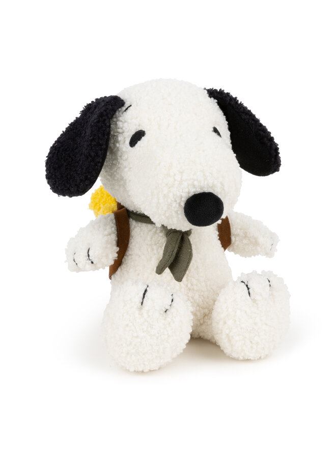 Snoopy sitzend mit Rucksack und Woodstock von Peanuts x Bon Ton Toys – 20cm