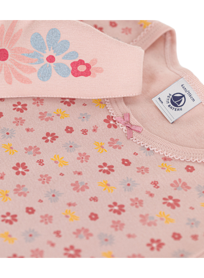 Petit Bateau Nachthemd weiß mit Blumenprint und Haube