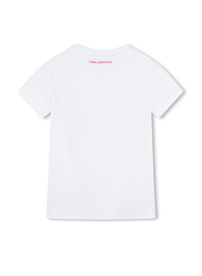 KARL LAGERFELD KIDS T-Shirt Wendepailletten weiß / dunkelrot