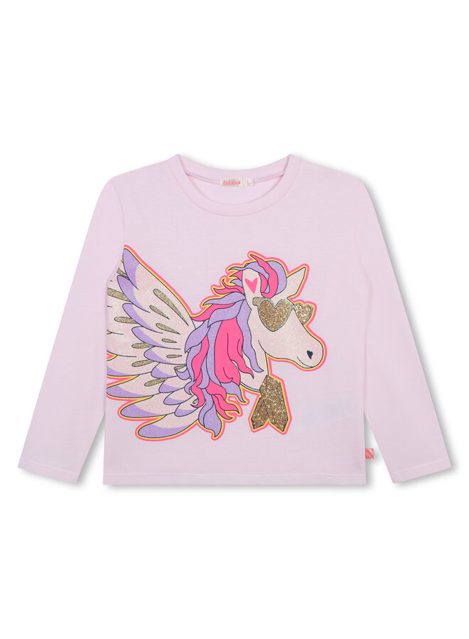 Billieblush Langarmshirt Einhornprint rosa mit Glitzer gold