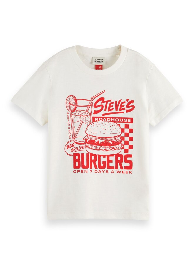 SCOTCH & SODA Kinder T-Shirt weiß mit rotem Print Steve´s Burgers