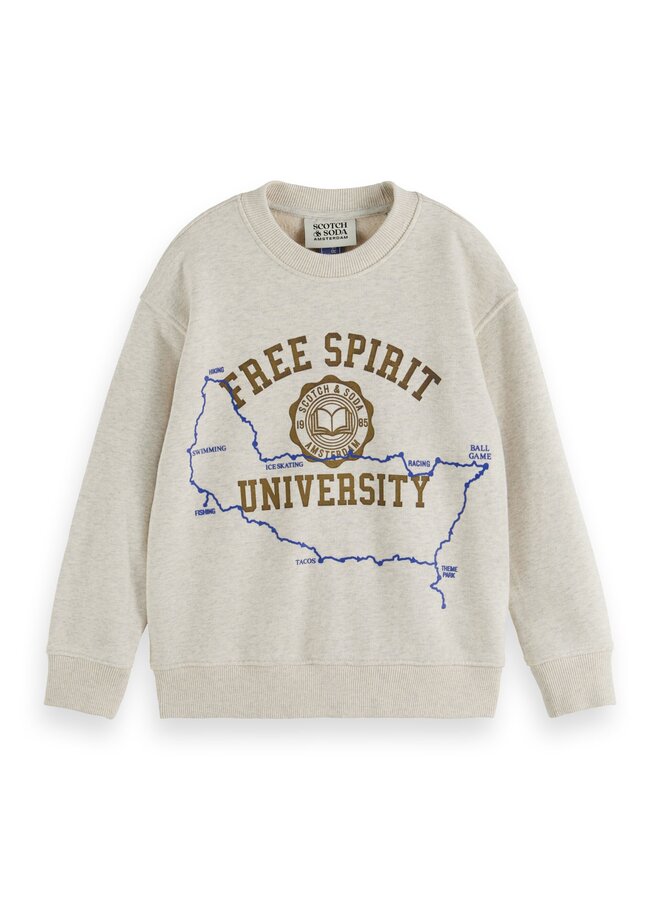 SCOTCH & SODA Kinder Sweatshirt College Style Print ecrú melange hellbeige