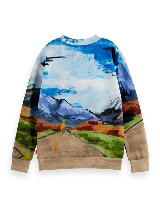 SCOTCH & SODA Sweatshirt Relaxed Fit Artwork Landschaft Sportwagen