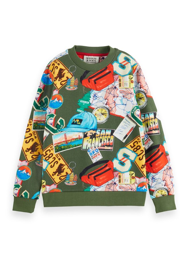 SCOTCH & SODA Sweater Roadtrip olivgrün  Print