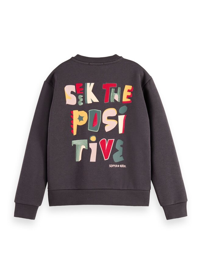 SCOTCH & SODA Kinder Artwork Sweatshirt braun mit Vorder- und Rückenprint und Stitching bunt