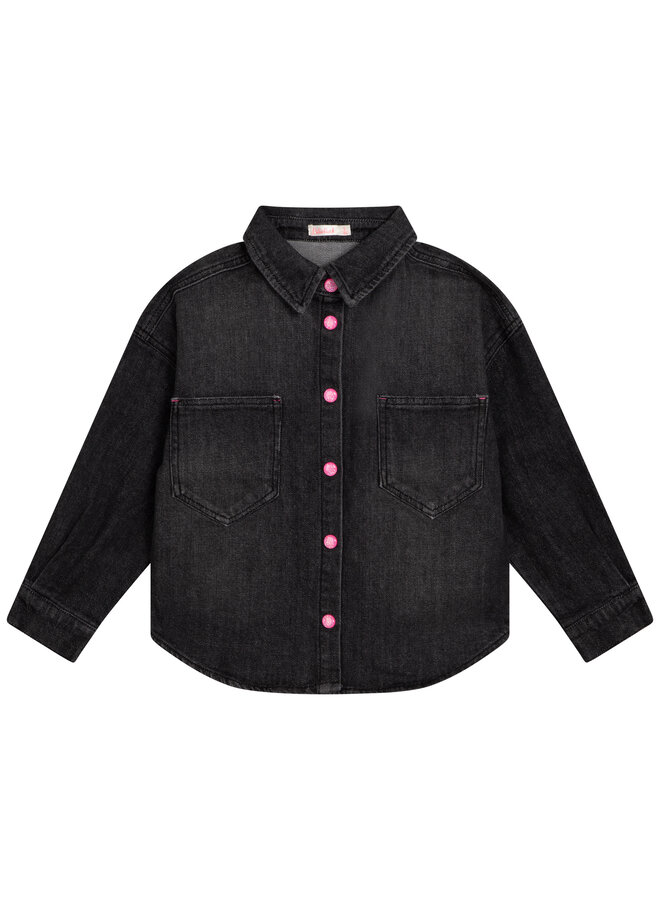 Billieblush Jeanshemd Jacke schwarz pink BFF Motiv