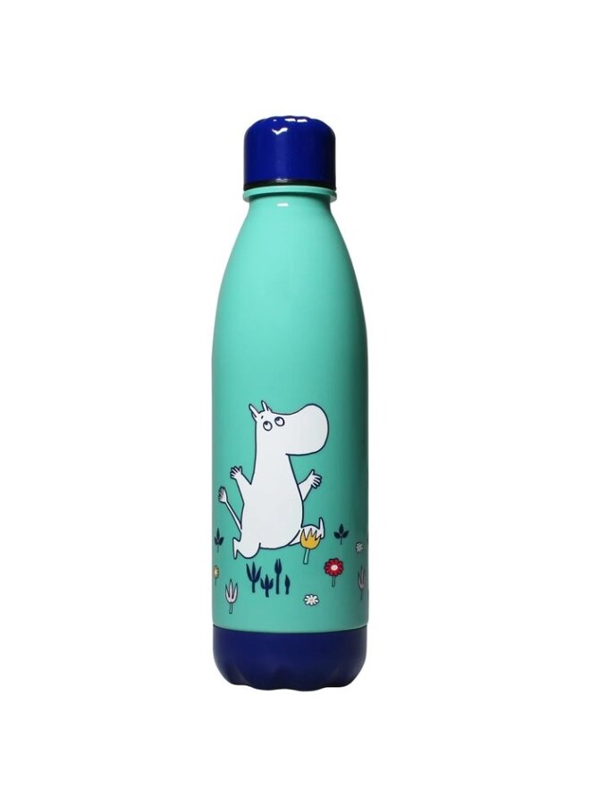 Half Moon Bay Trinkflasche Wild Moomin blau türkis Blumen Zitat 0,5l