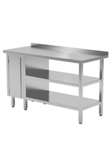 Werktafel met kastje links en dubbele onderplank | 800-1900mm breed | 600 of 700mm diep