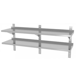 Wandplank | 2 planken | met 3 beugels | 1600-2000mm breed | 300 of 400mm diep