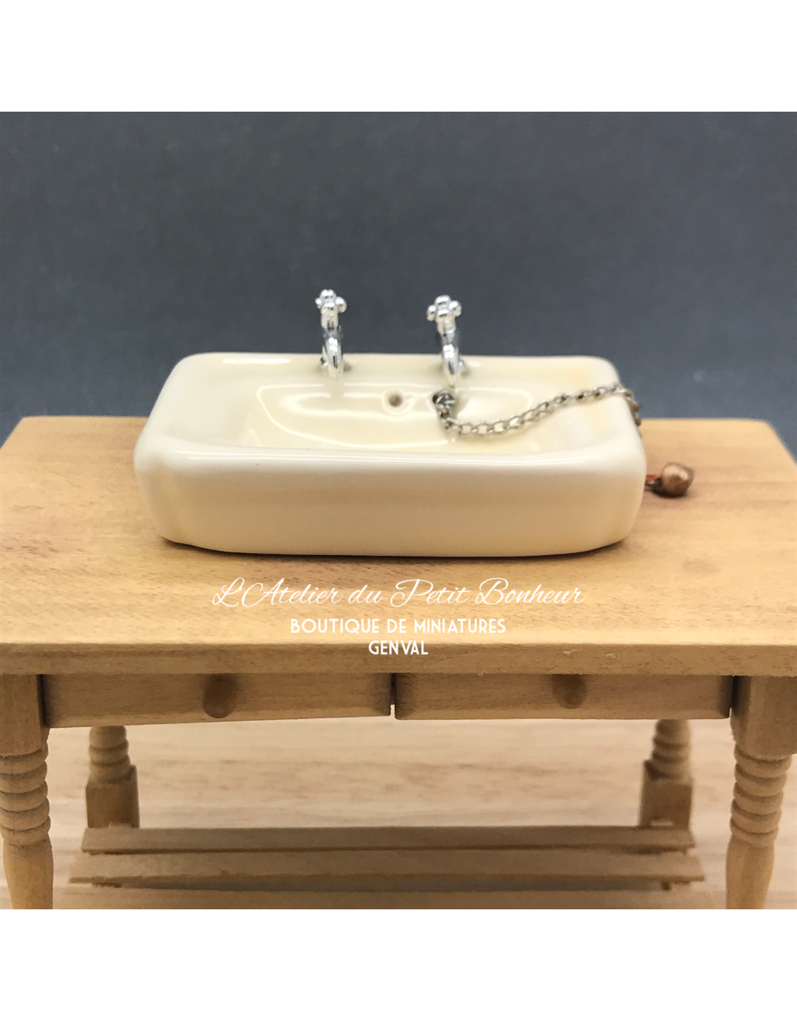 Evier salle de bain rectangulaire miniature 1:12