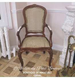 Créal Chaise cannée Louis XV (accoudoirs) miniature 1:12