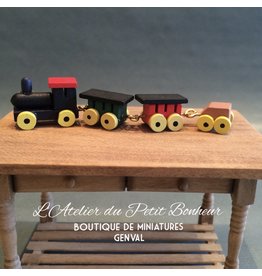 Petit train bois peint miniature 1:12