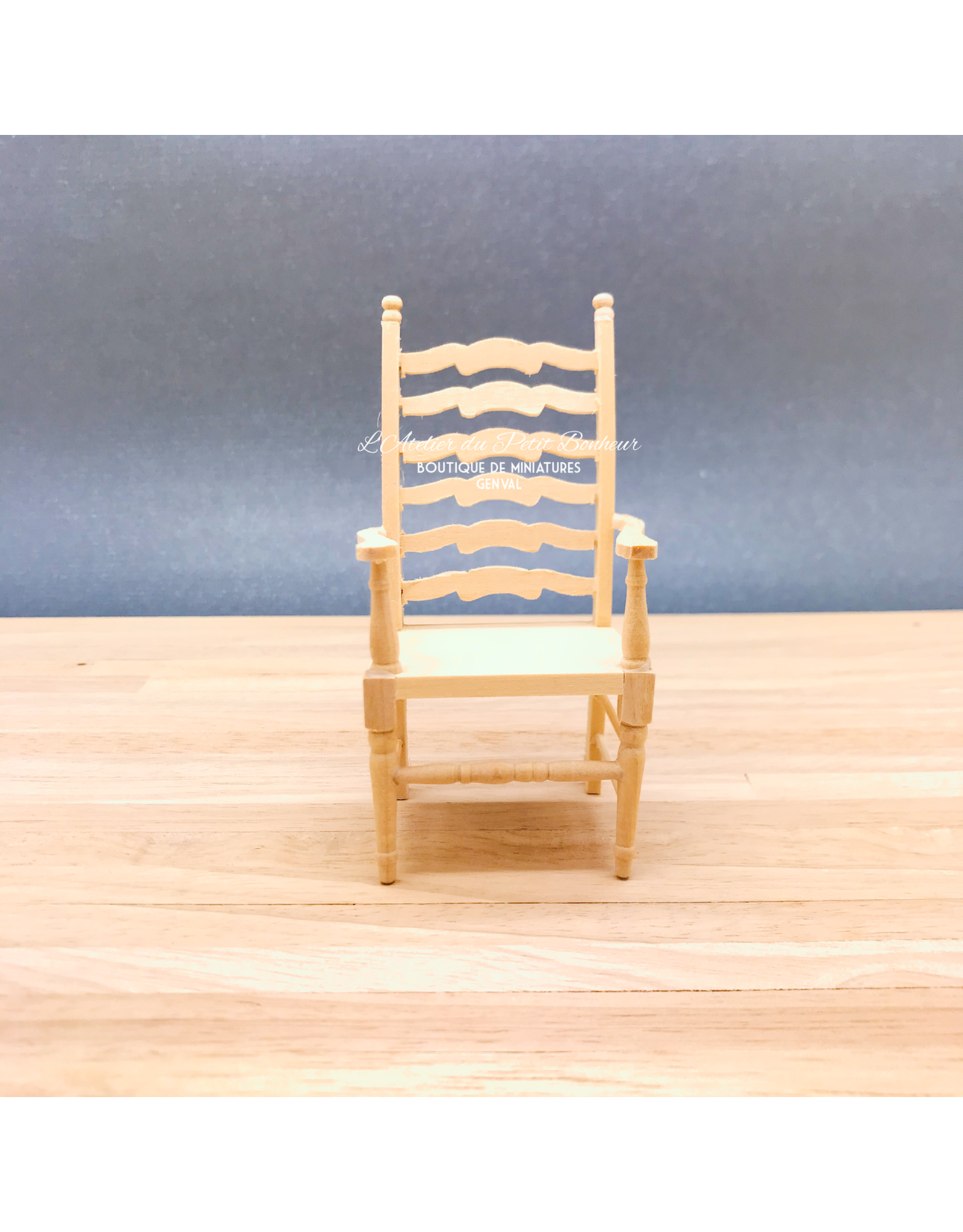 Chaise avec accoudoirs (non vernie) miniature 1:12
