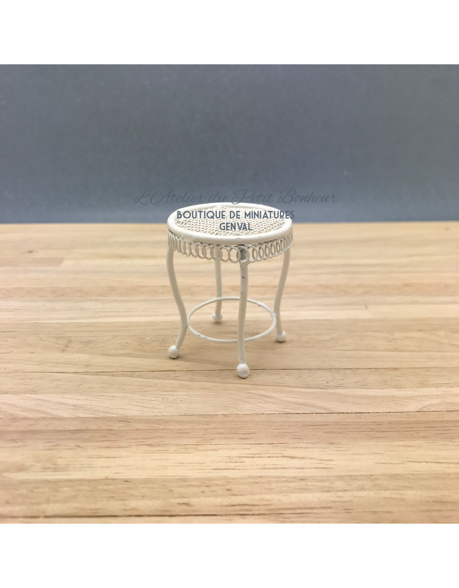 Table d’appoint métal blanc miniature 1:12