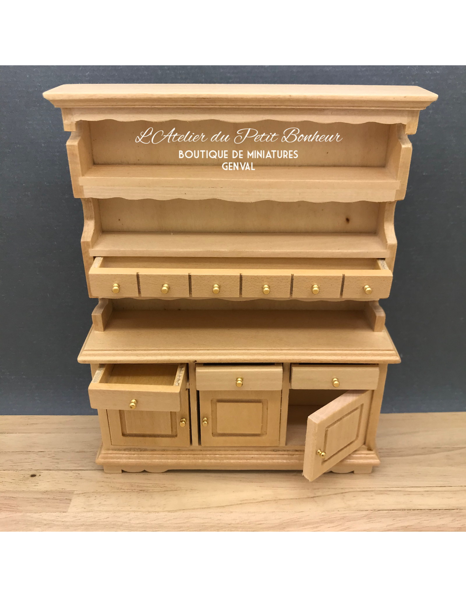 Vaisselier avec tiroirs miniature 1:12