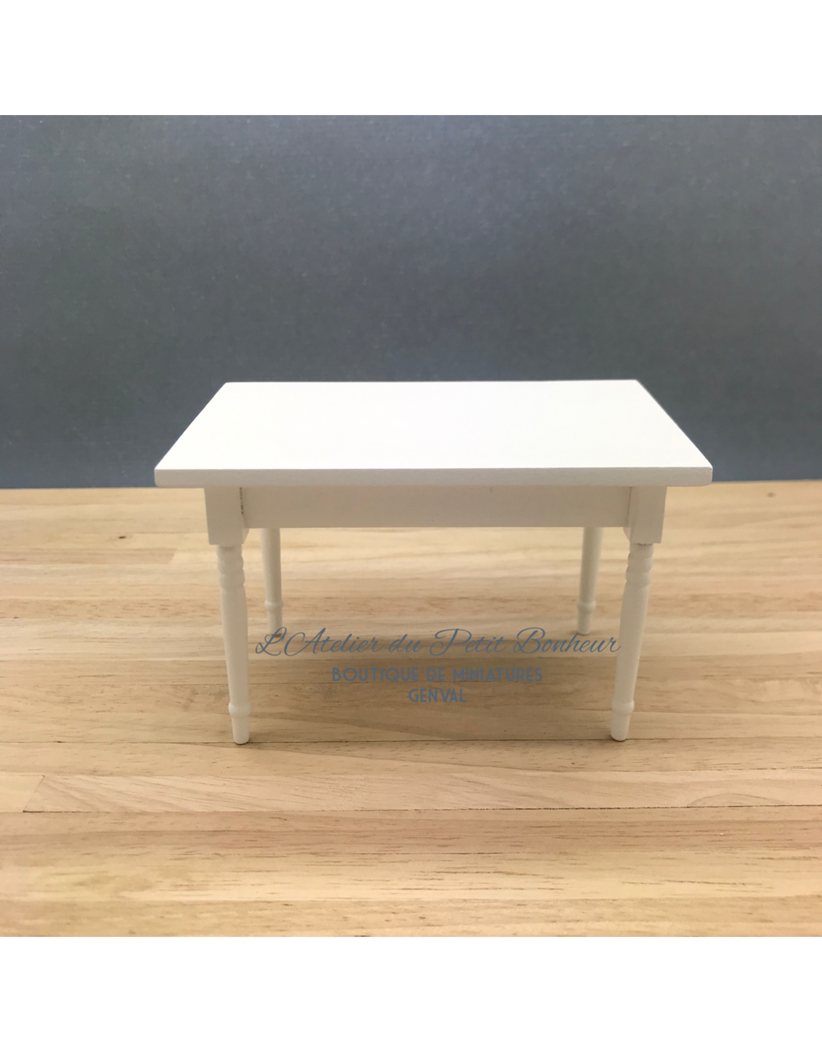 Table de cuisine rectangulaire blanche miniature 1:12