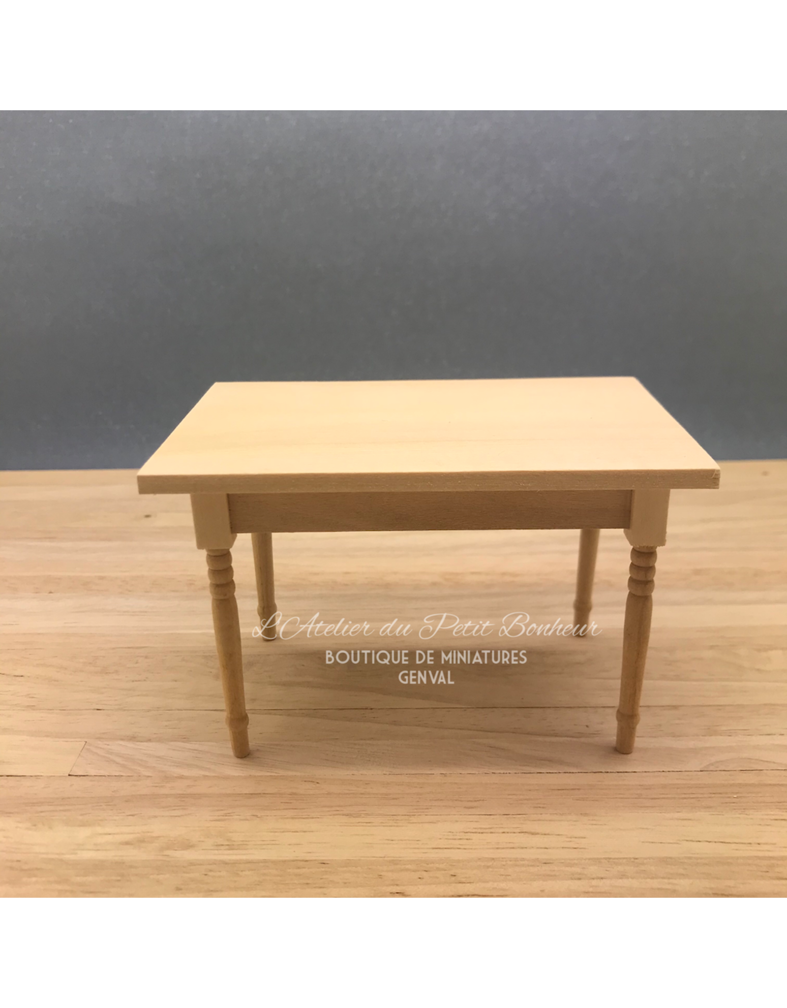 Table de cuisine rectangulaire non vernie miniature 1:12