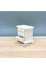 Table de nuit blanche tiroirs miniature 1:12