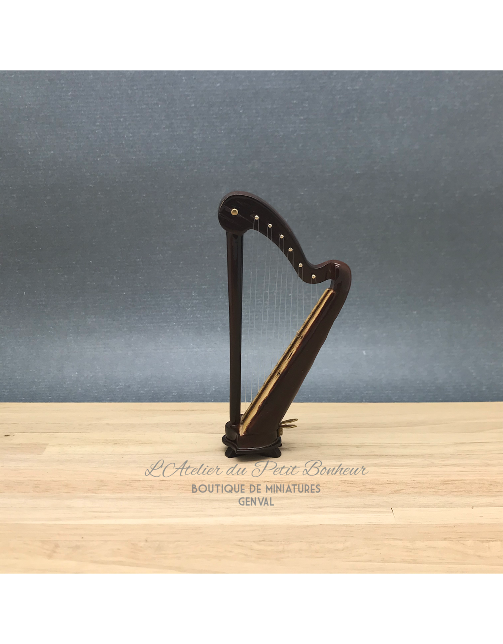 Harpe noire avec coffret miniature 1:12