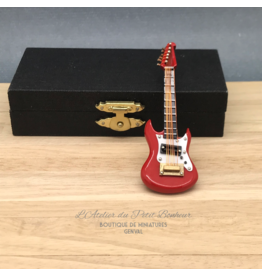 Guitare électrique rouge miniature 1:12