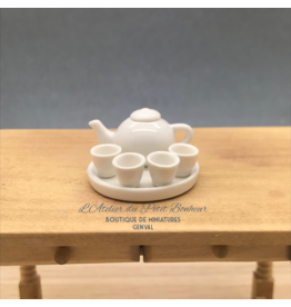 Service à thé blanc (céramique) miniature 1:12