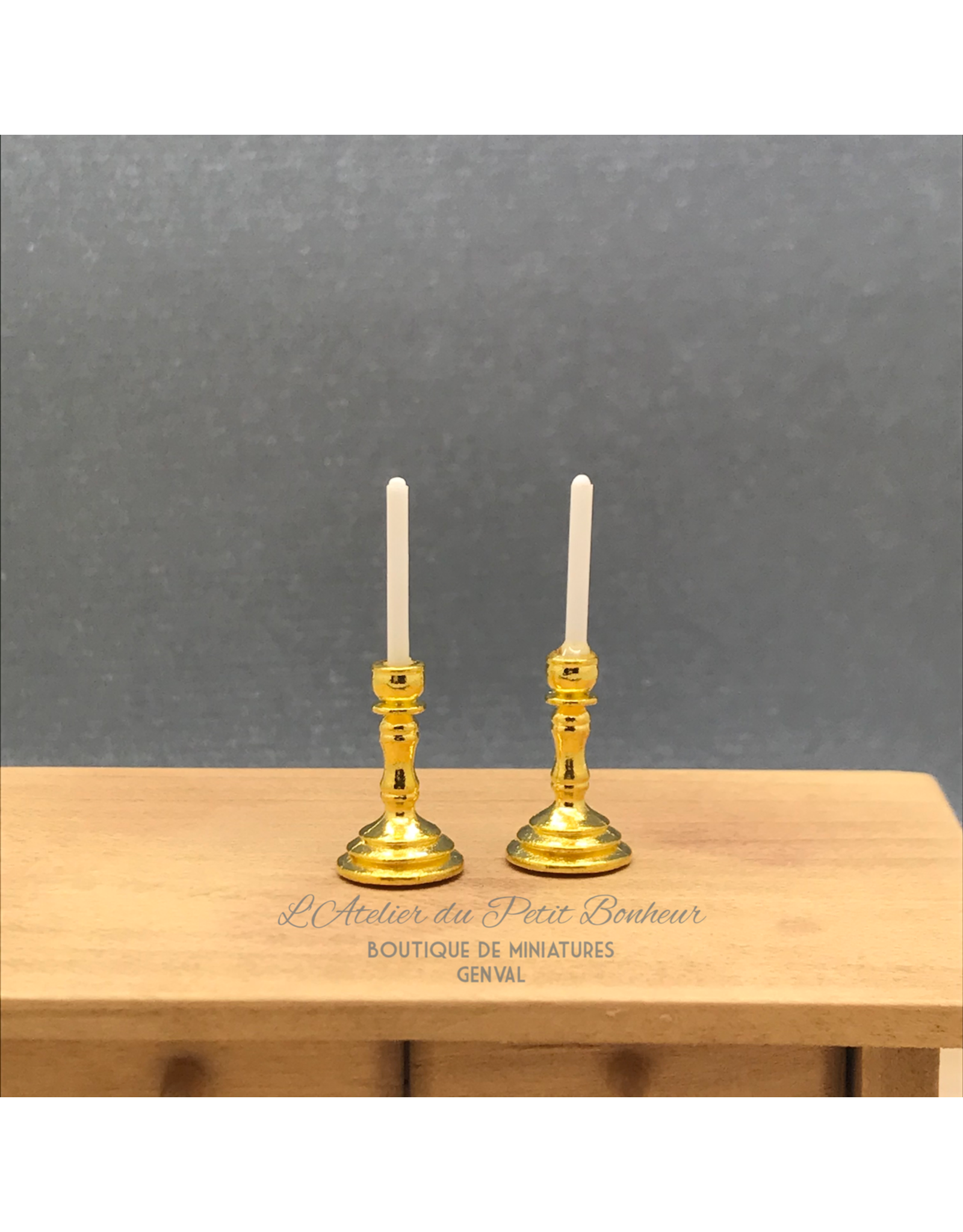 Bougeoirs dorés (2) miniatures 1:12