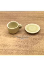 Tasse et sous-tasse beige miniatures 1:12