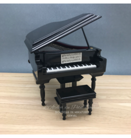 Piano à queue noir miniature 1:12
