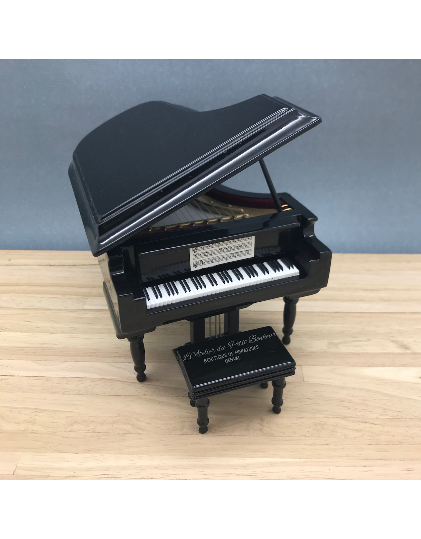 Piano à queue noir miniature 1:12