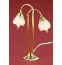 Lampe sur pied dorée deux bras miniature 1:12