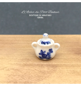 CI International Porcelain Pot de sucre blanc et bleu miniature 1:12