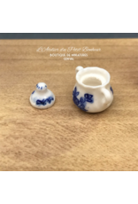 CI International Porcelain Pot de sucre blanc et bleu miniature 1:12