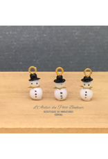 Trois boules de Noël bonhomme de neige miniatures 1:12