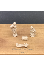 Quatre figurines de crèche miniatures 1:12