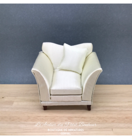 Fauteuil crème miniature 1:12