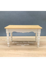 Table de cuisine blanche plateau en pin miniature 1:12