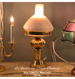 Suspension lampe Tiffany miniature maison poupée, laiton et verre L