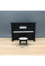 Piano droit noir miniature 1:12