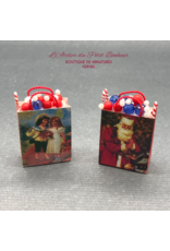 2 sacs cadeaux de Noël miniature 1:12