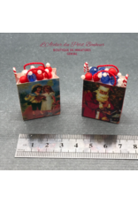 2 sacs cadeaux de Noël miniature 1:12