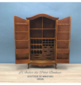 Créal Armoire aménagée noyer miniature 1:12