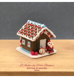 Maison pain d'épice avec Père Noël miniature 1:12