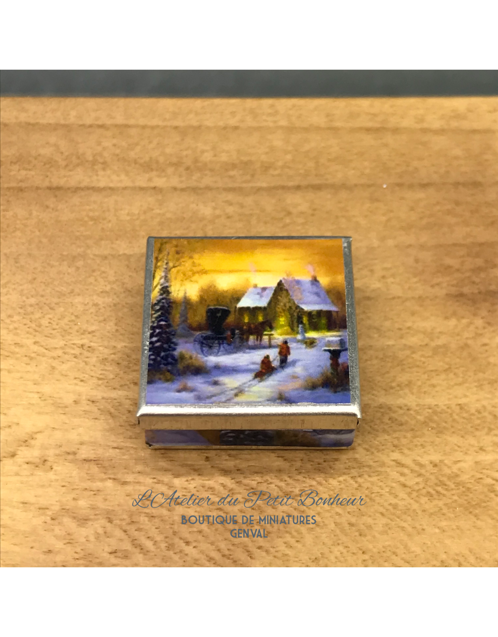 Boîte à biscuits métallique carrée (paysage) miniature 1:12