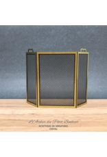 Pare-feu en laiton doré et grillage noir miniature 1:12