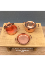 Casseroles & poêle en cuivres (3pc) miniatures 1:12