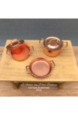 Casseroles & poêles en cuivres (3pc) miniatures 1:12